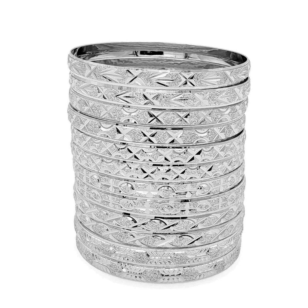 12 PACK SILVER BANGLES