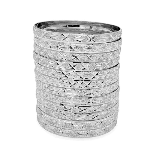 12 PACK SILVER BANGLES