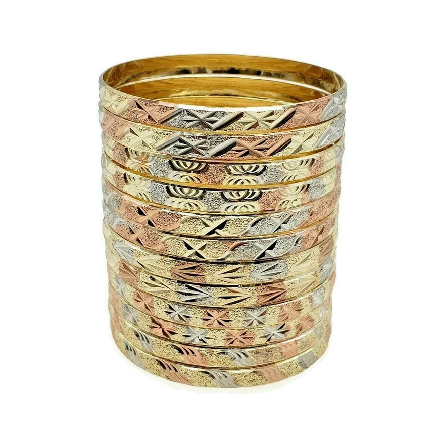 12 PACK 3-TONE BANGLES