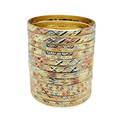 12 PACK 3-TONE BANGLES