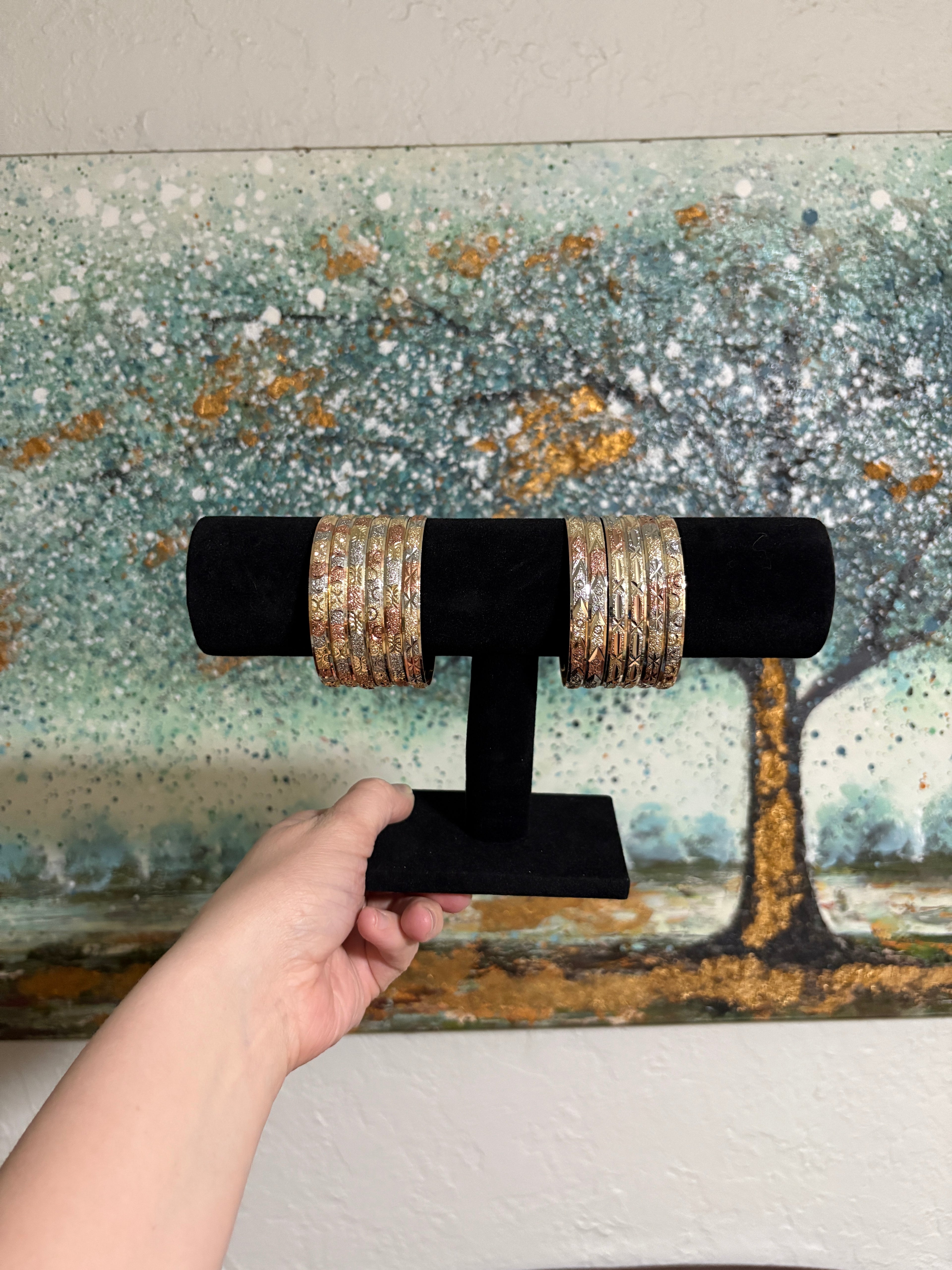 6 PACK 3-TONE BANGLES