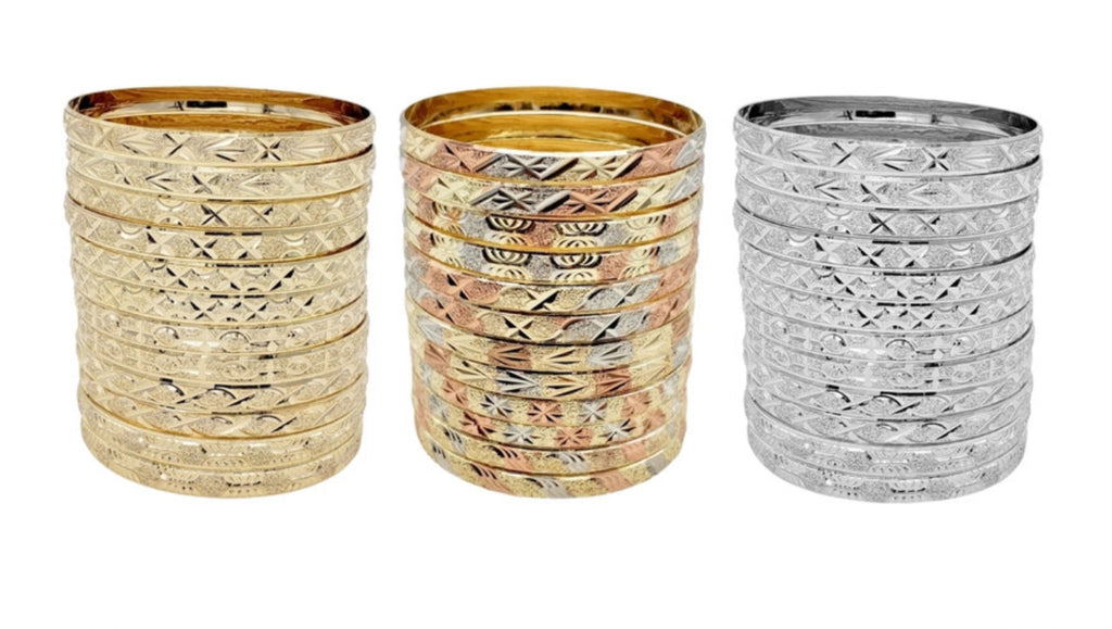 12 PACK SILVER BANGLES