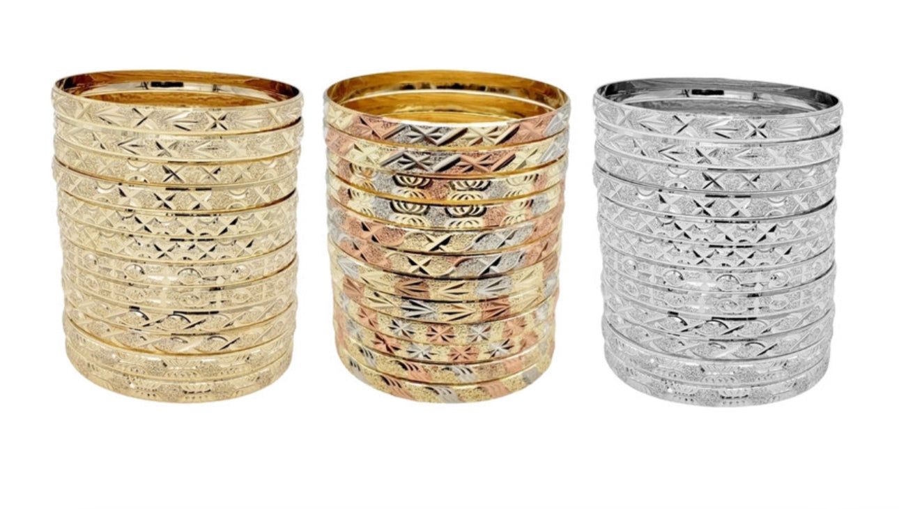 12 PACK SILVER BANGLES